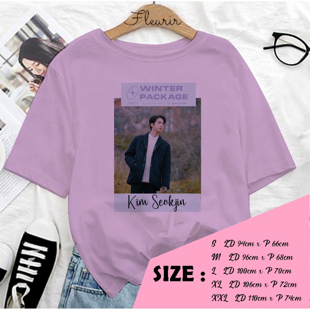 FLEURIR - KAOS SEOKJIN  WINTER PACKAGE WANITA DEWASA LENGAN PENDEK TEE UNISEX OVERSIZE JUMBO