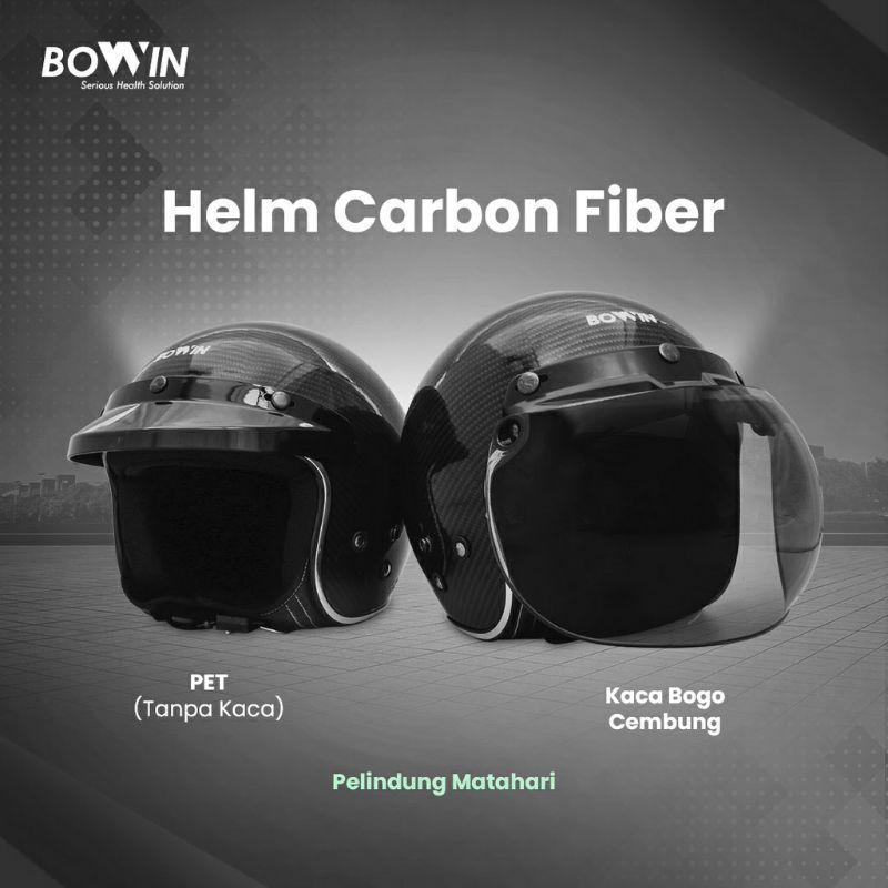 BOWIN Helm Premium Carbon Fiber SNI (Helm Half Face / Helm Retro / Helm Bogo)