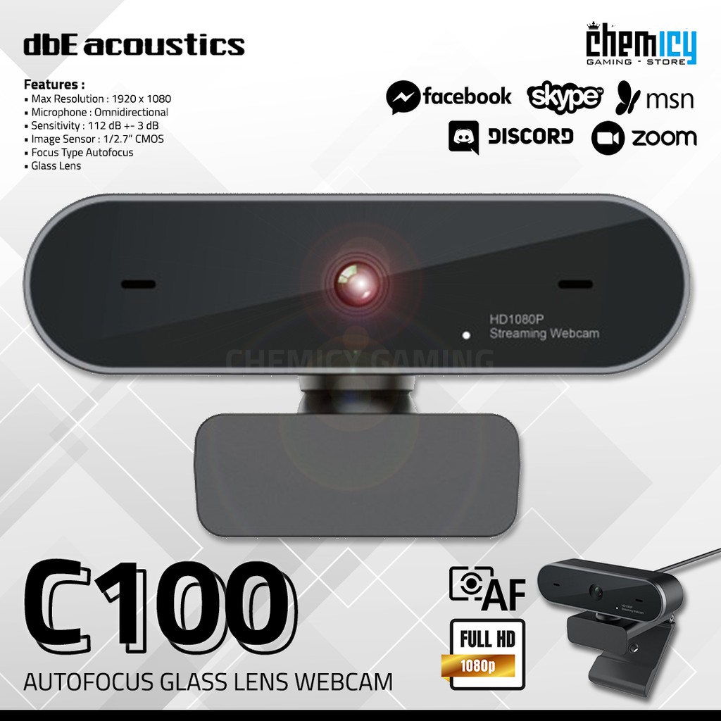 dbE C100 Full HD 1080P Autofocus Glass Lens Webcam