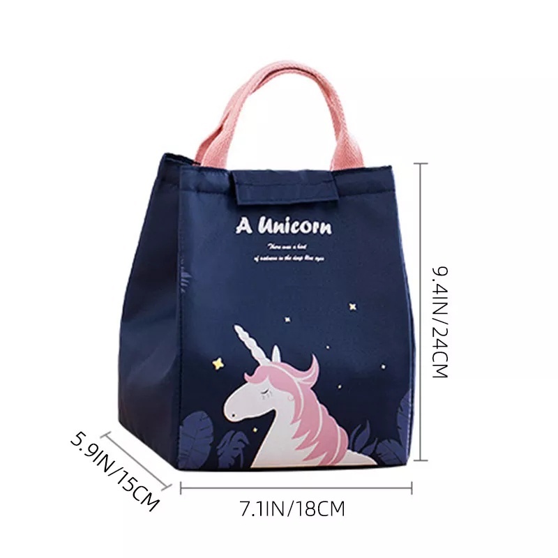 Lunch Bag FX928 / Tas Bekal Anak Motif Unicorn / Insulated Cooler Bag - Tempat Kotak Bekal Lapis Aluminium Foil -SC