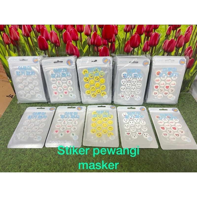 Stiker Pewangi masker motif lucu isi 48 pc