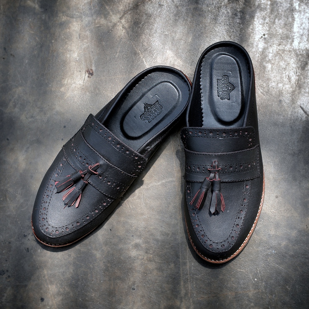 Sepatu Sandal Pria Kulit Asli Rasheda SL 03 Selop Tutong - SEPATU SANDAL PRIA FORMAL CASUAL KULIT ASLI