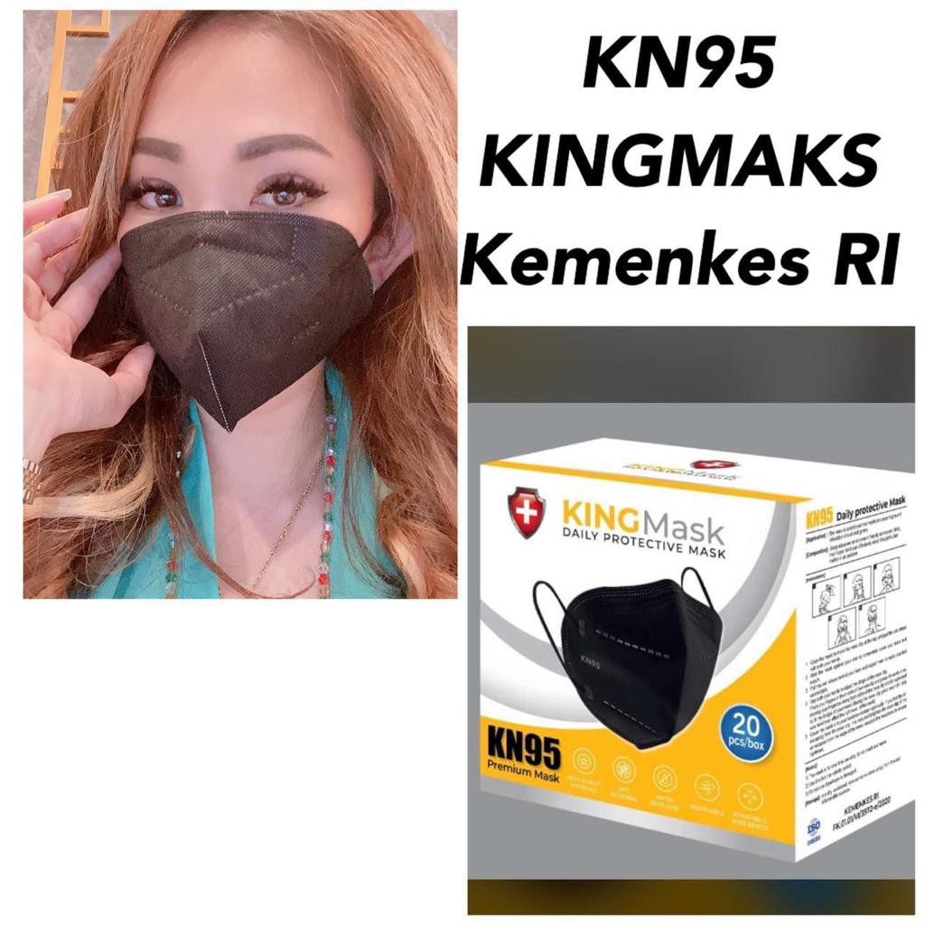 KING MASK Masker KN95 5ply Earloop 1 Box isi 20pcs HITAM PUTIH 5 Ply N95 Kingmask MURAH ORIGINAL