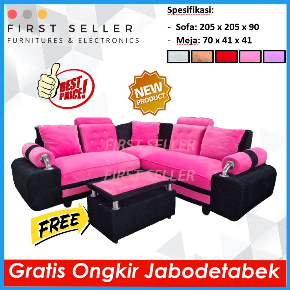 [FREE ONGKIR + MEJA] SOFA L SUDUT BLUDRU DAISIES BAHAN HALUS ORIGINAL ( ORI )100% (TERMURAH!)