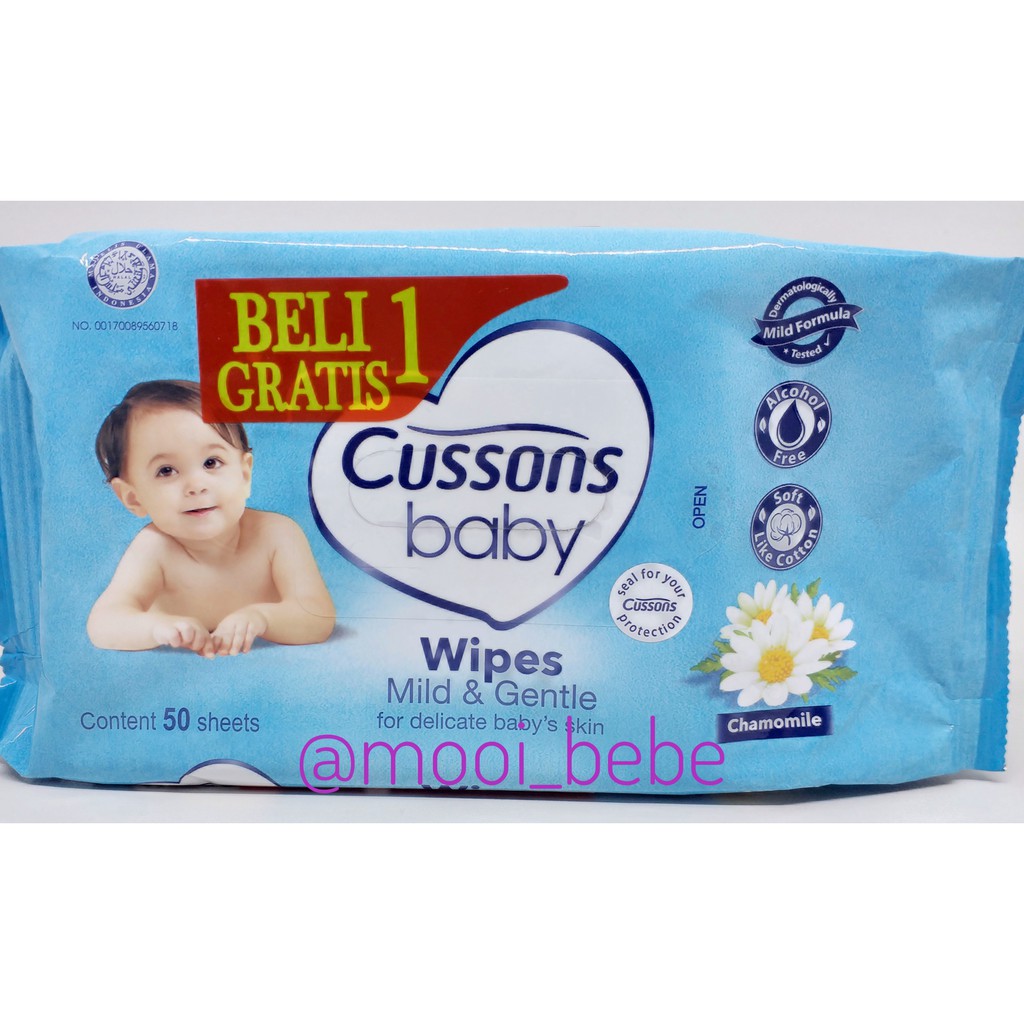Cussons Tissue Basah isi 50's Mild & Gentle Buy 1 Get 1