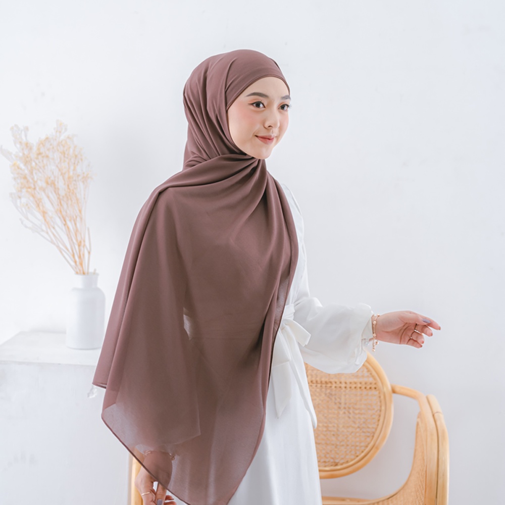 Maula Hijab - Kerudung Pashmina Inner  2in 1 Ceruty Babydoll Pasmina Ciput Premium