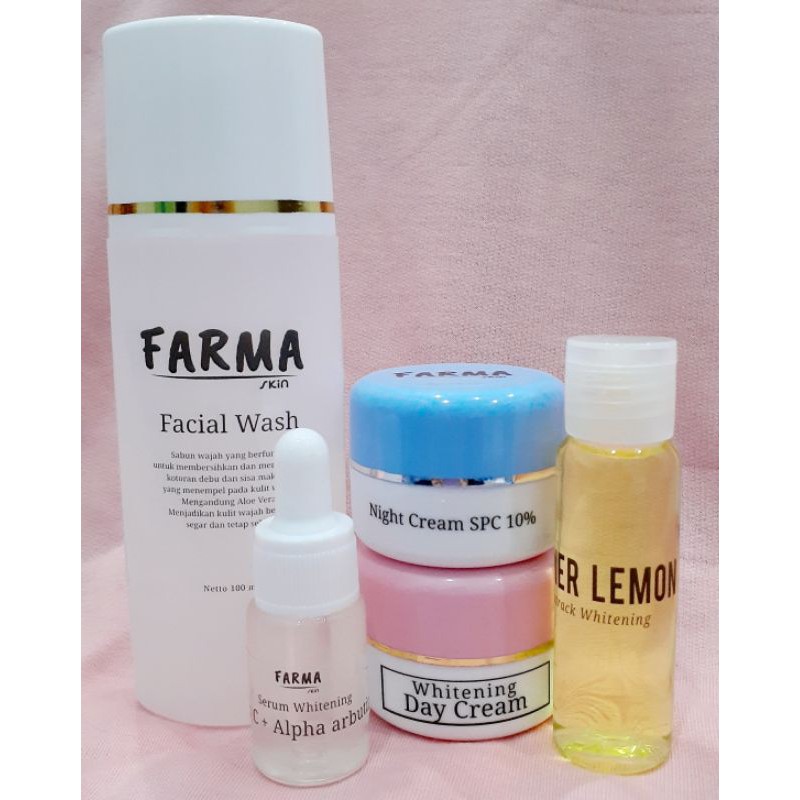 Farma Wdc original murah komplit 5in1 10%,5%,Acne/paket pemutih wajah aman/flek hitam/jerawat