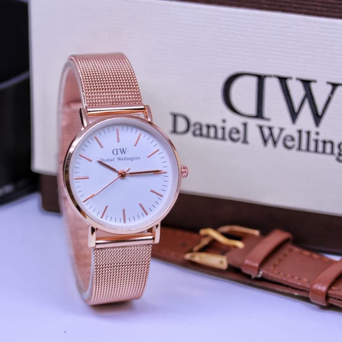 Jam Tangan Wanita Dw Wd Rantai Pasir Free Tali Kulit