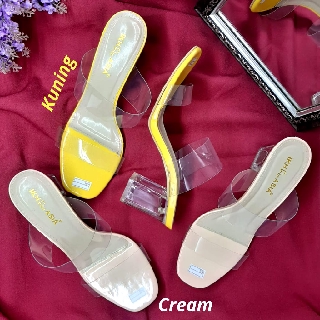  Sandal  Wanita Block Heels  Kaca  Premium HT77 Shopee Indonesia