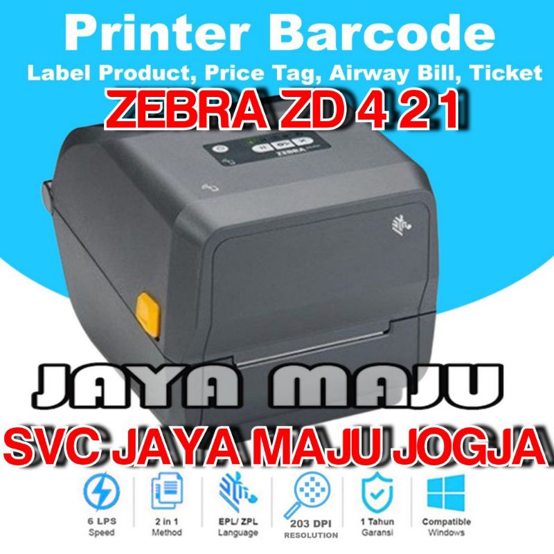 ZEBRA  ZD 421  203 DPI - SPEED  152 MM/S - USB 2.0  USB HOST  ||  BARCODE PRINTER SEMI INDUSTRIAL  T