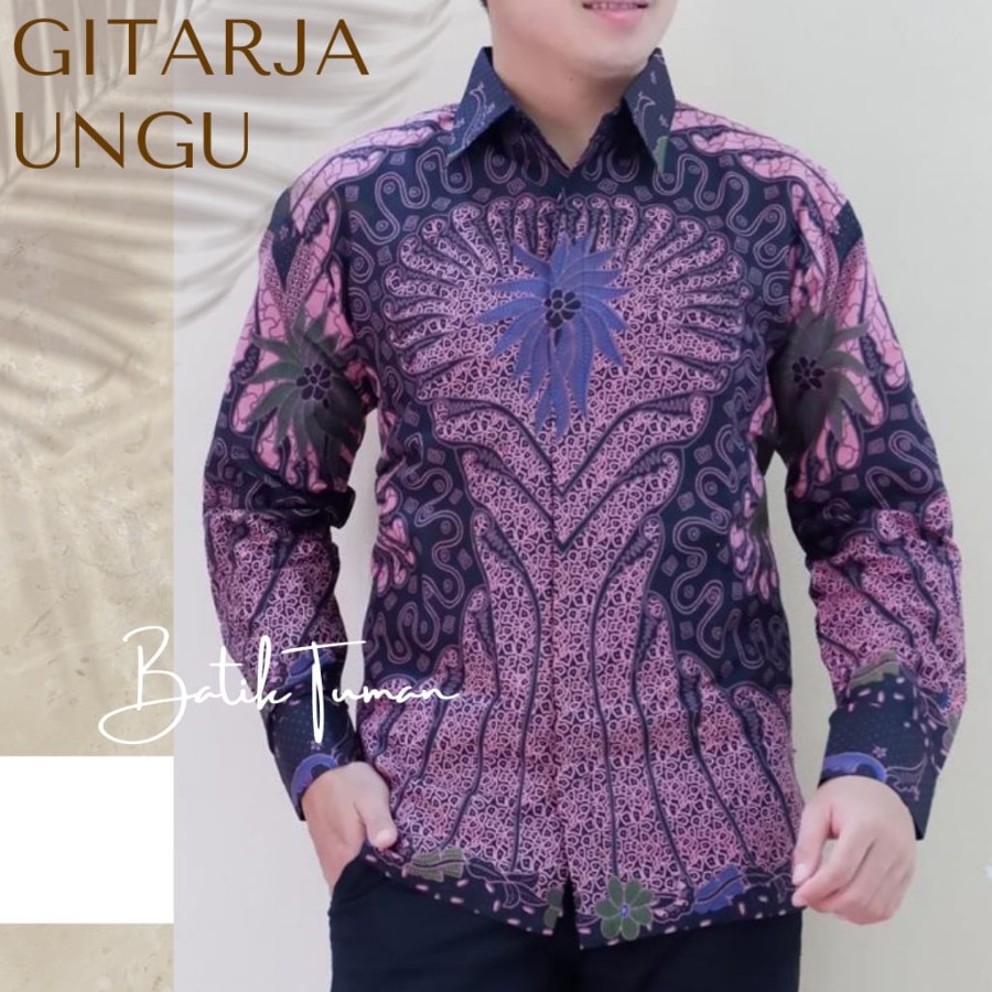 GITARJA UNGU KEMEJA BATIK SOLO PRIA LENGAN PANJANG LAPIS FURING ATASAN BATIK PREMIUM MODERN KATUN HALUS SUKET SEGORO GITARJA JAYANEGARA PERWIRA MAHESA RAJASWA ASTAGUNA NATANEGARA GURDO IJO KENCONO UNGU ARIESWARA GINANDRA PEKSI NAVY SELING BABON ANGKREM SM