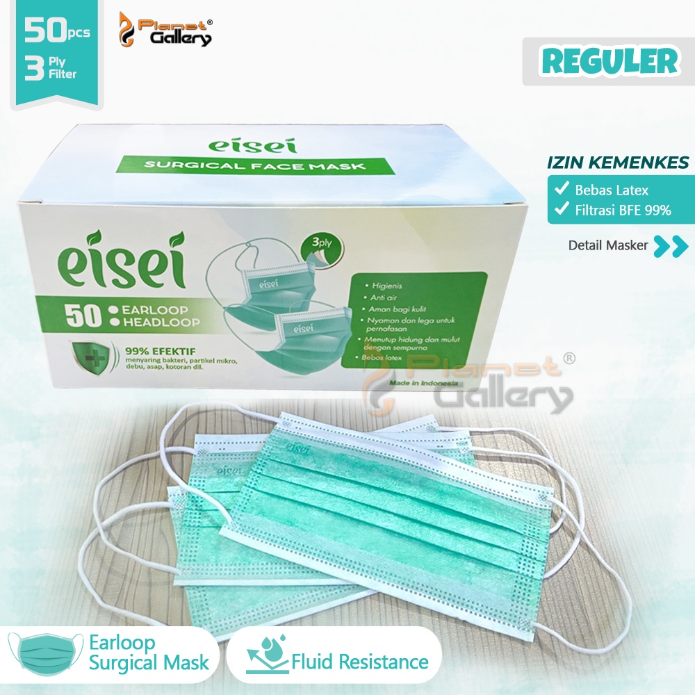 EISEI Masker Earloop 3 ply 50 pcs - 1 KARTON isi 40 Box