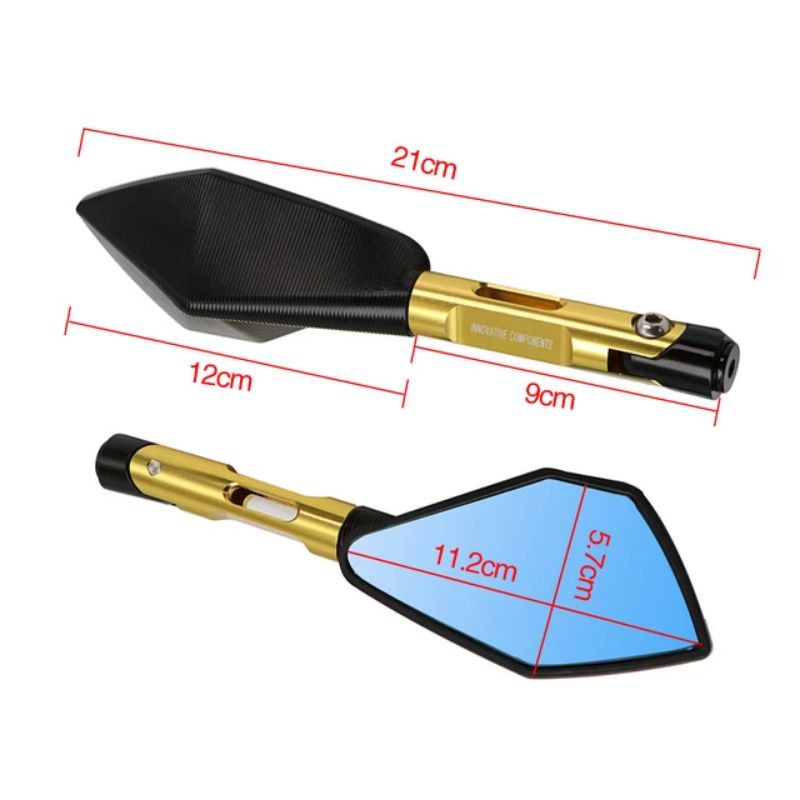 Spion Sepion Jalu Oval Bar End Mirror Motor Kaca Datar Biru Cnc Universal Nmax, Aerox, Pcx, Adv, Vario 125, Vario 150, Scoopy, Klx, Crf, Beat, Vixion, Satria fu Dll-Tomok v2 gold