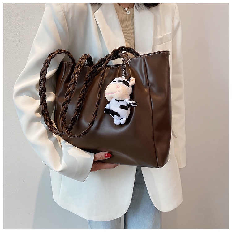 BJ57730 - BEIGE/BLACK/COFFEE/YELLOW - TAS BAHU SHOULDERBAG FREE GANTUNGAN SAPI COW WANITA FASHION IMPORT MODIS ELEGAN TERMURAH TERLARIS TERBARU BAGSTORE JAKARTA TAS BATAM CR7730