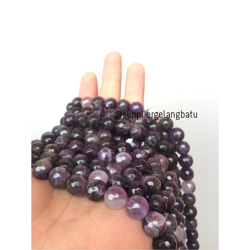 Batu kecubung brazil asli FACET 10mm CUTTING purple amethyst asli ungu aksesoris fashion online shop