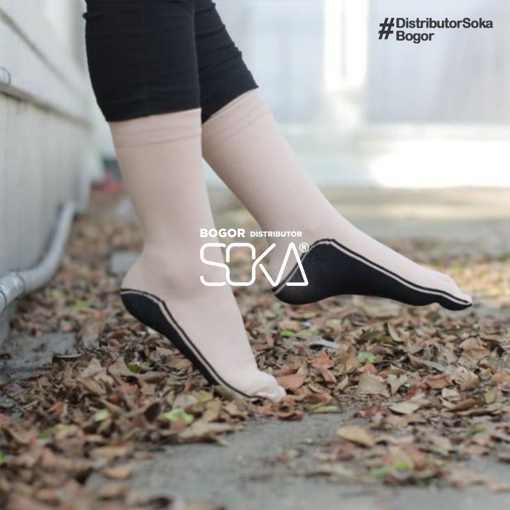 Soka Black Sole Brown - Kaos kaki jempol telapak hitam panjang pendek