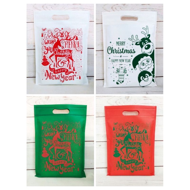 

tas sukuran Tas Natal MUrah ukuran 35x24 / tas natal / goodiebag natal / ta spunbond / tas spunbond murah / goodiebag murah