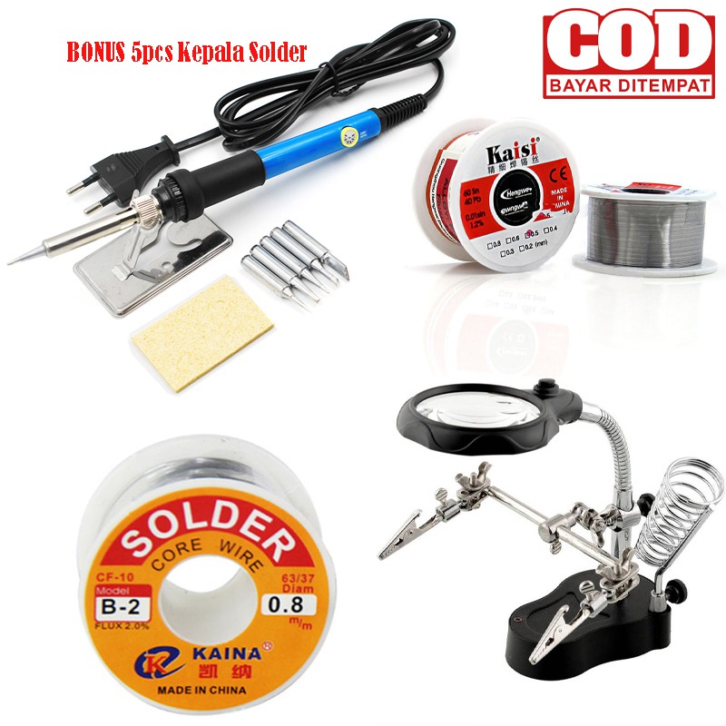 Solder Listrik Iron Adjustable Temperature 60W Kawat Timah Alat