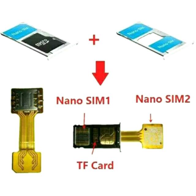 Converter Adapter Dual SIM Card Hybrid Aktivator (Nano SIM) (Xiaomi/Asus/Meizu/Infinix/Samsung)