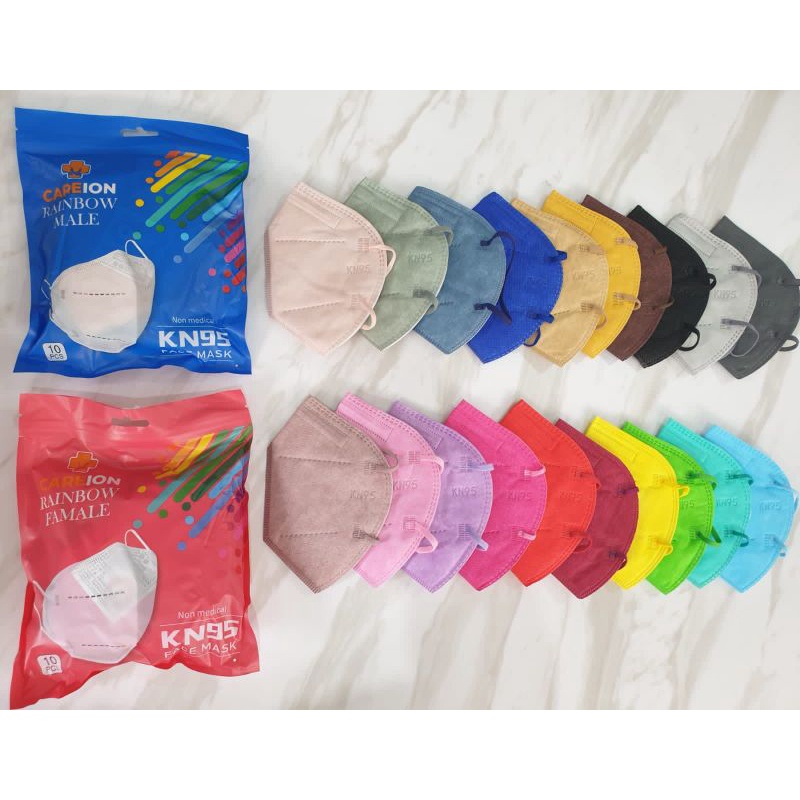 KN95 CAREION RAINBOW MIX 10PC - MASKER KN95 CAREION 5PLY SUDAH MIX WARNA