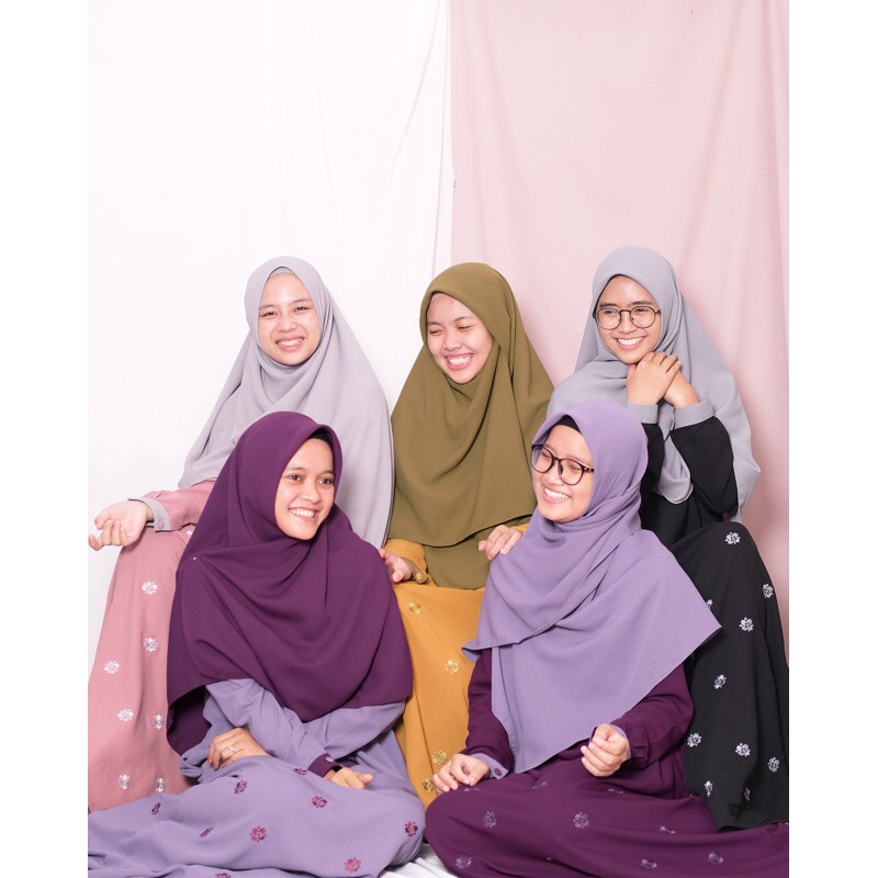 Set Gamis Jasmine Bordir + KHIMAR DI RUMAH AJA By Hijab Alila