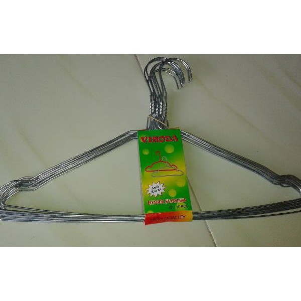 Hanger Stainless Steel Isi 10Pcs / Gantungan Baju / Jemuran Pakaian Kawat