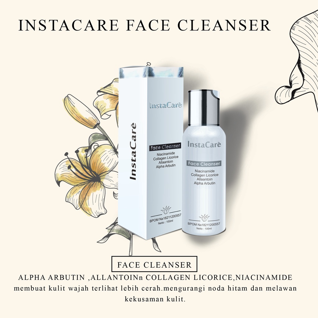 InstaCare Face Cleanser facial wash cream glowing paling ampuh_pemutih_wajah glowing bpom siang mala