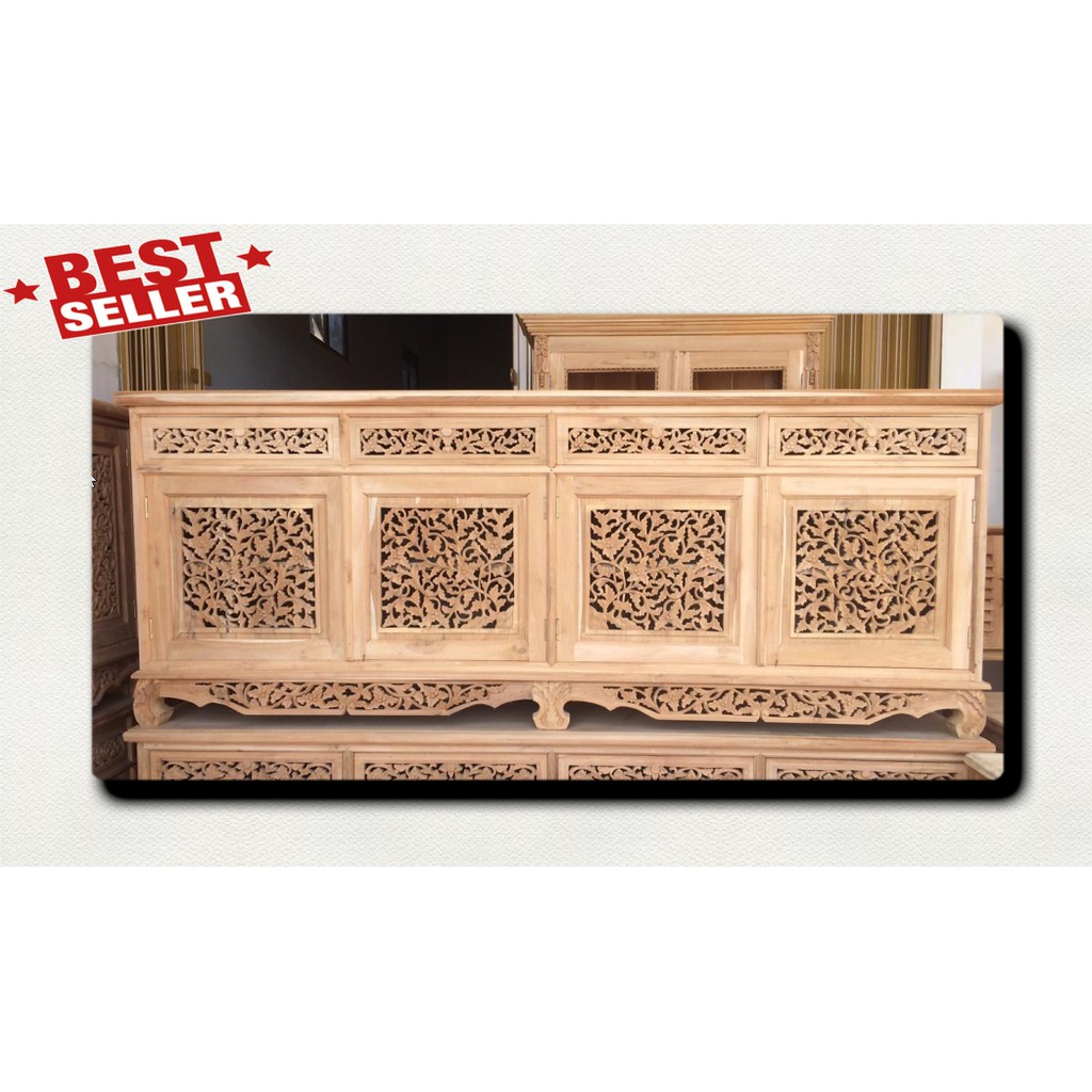 TERLARIS  Buffet Ukir Jati Model Palembang Mentah