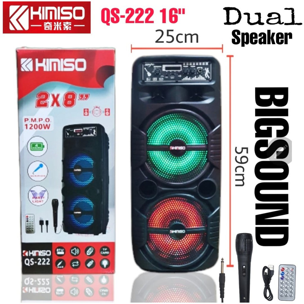 KIMISO QS-222 Speaker Bluetooth Karaoke 16 Inchi Free MICROPHONE Kabel Speaker KIMISO QS222