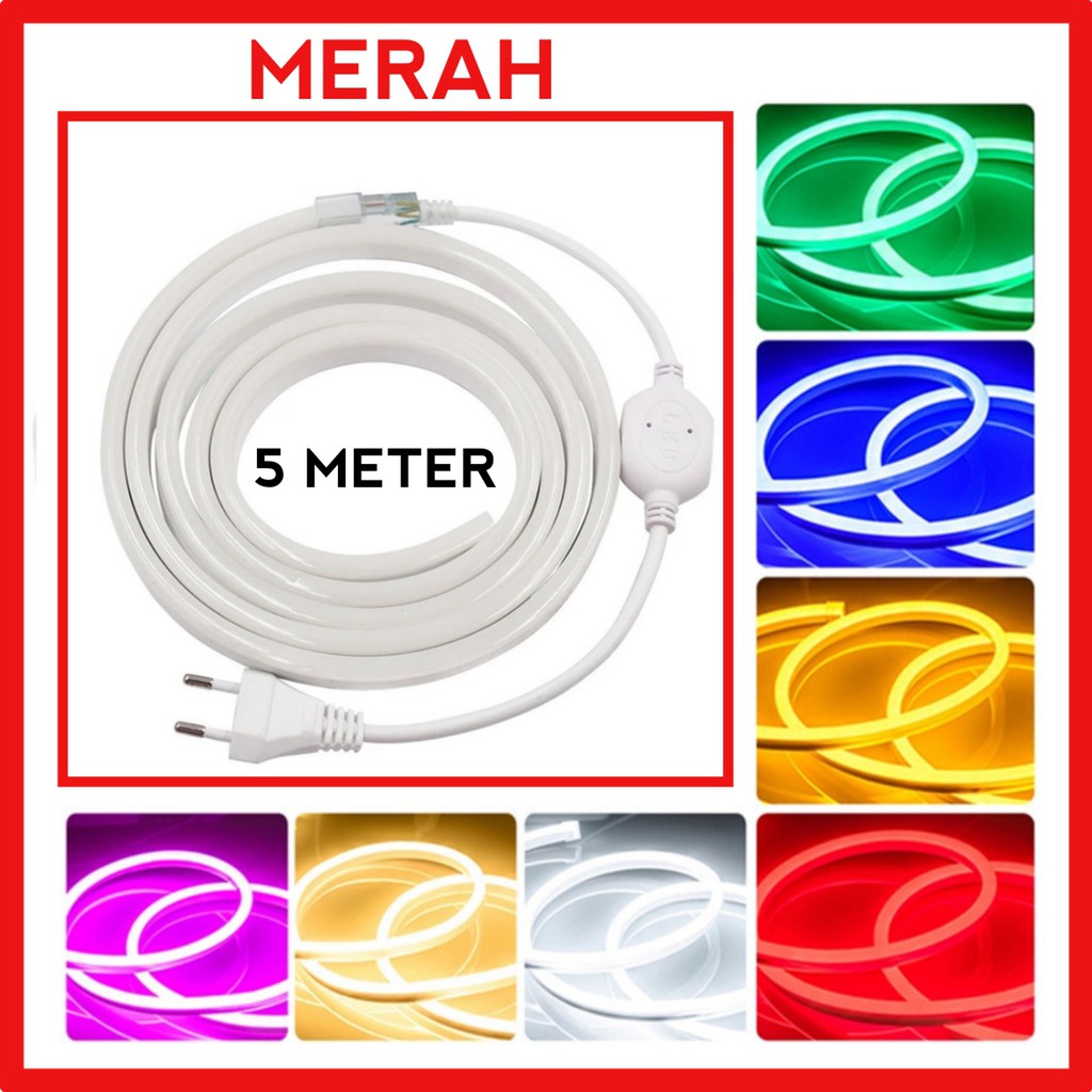 Lampu Neon Flex AC 220V - 5 Meter + Socket