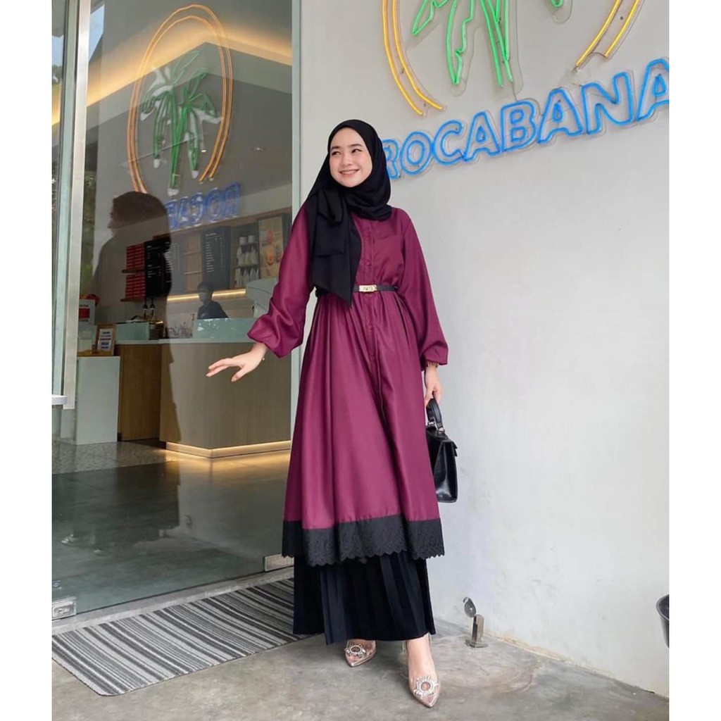 1KG MUAT 4PCS | CLAMIRE TUNIK RENDA FLOWERY BASIC HITS OOTD FASHION GROSIR MURAH WANITA MASA KINI