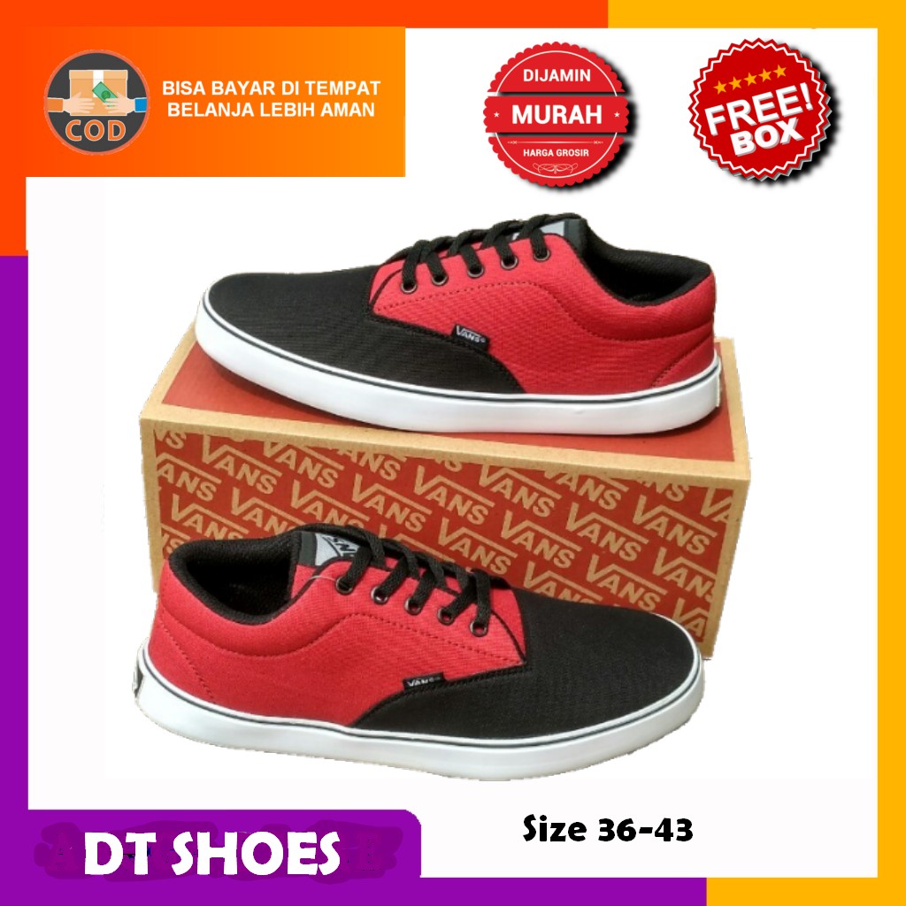 SEPATU PRIA VANS AUTHENTIC ERA 2 TONE HITAM MERAH SEPATU PRIA SEKOLAH KULIAH KASUAL