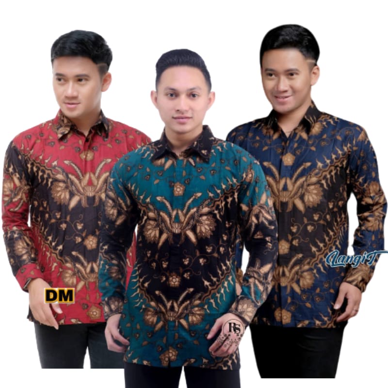 KEMEJA BATIK PRIA LENGAN PANJANG SIZE M L XL XXL BSWART batik HRB026 KENONGO PADI