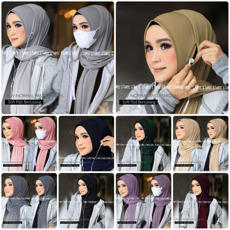 Jilbab Hijab Kerudung Pashmina Instan Bergo Instant Soft Pet Pastan Royal Jersey Simple Polos Variasi Lubang Telinga Terbaru Murah