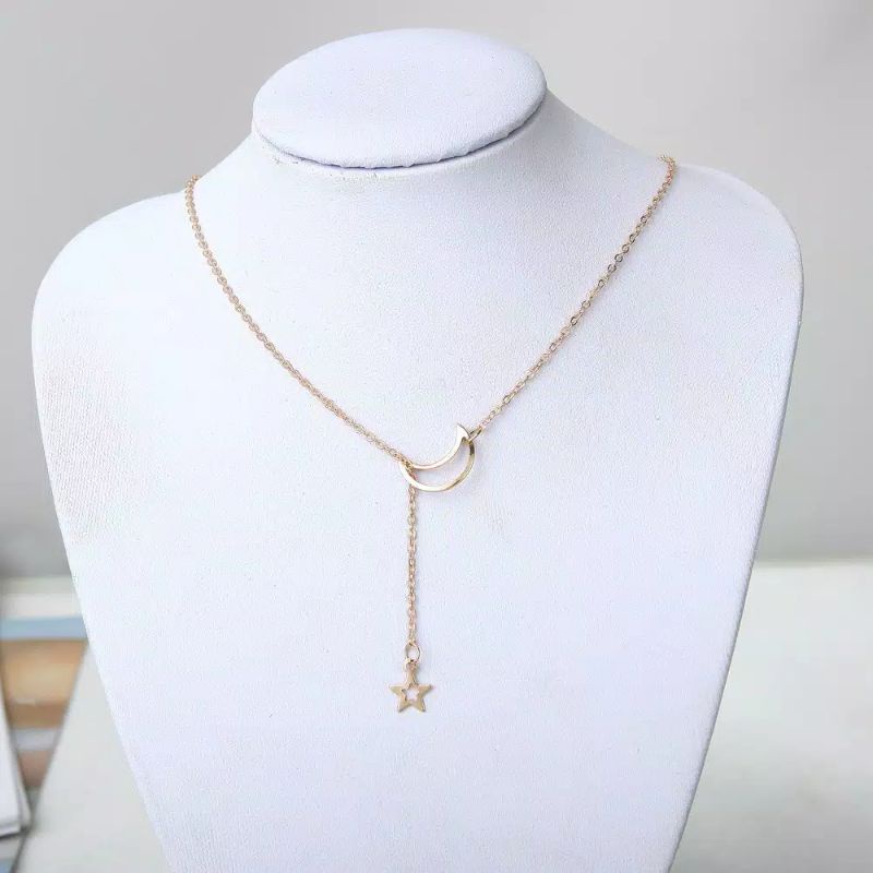 Kalung Simpel Loretta Bulan Bintang Rantai love Serut Klavikula Moon Stars Necklace Choker