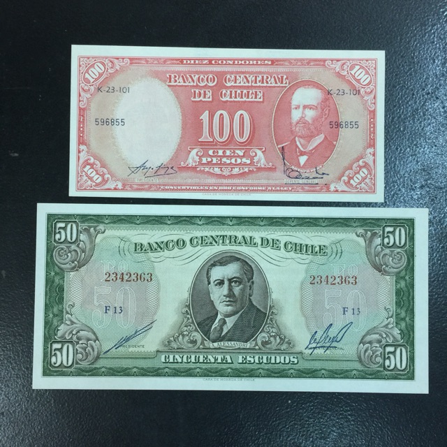 UANG CHILE LAMA TAHUN 1960-1961 PC 50 n 100 PESOS