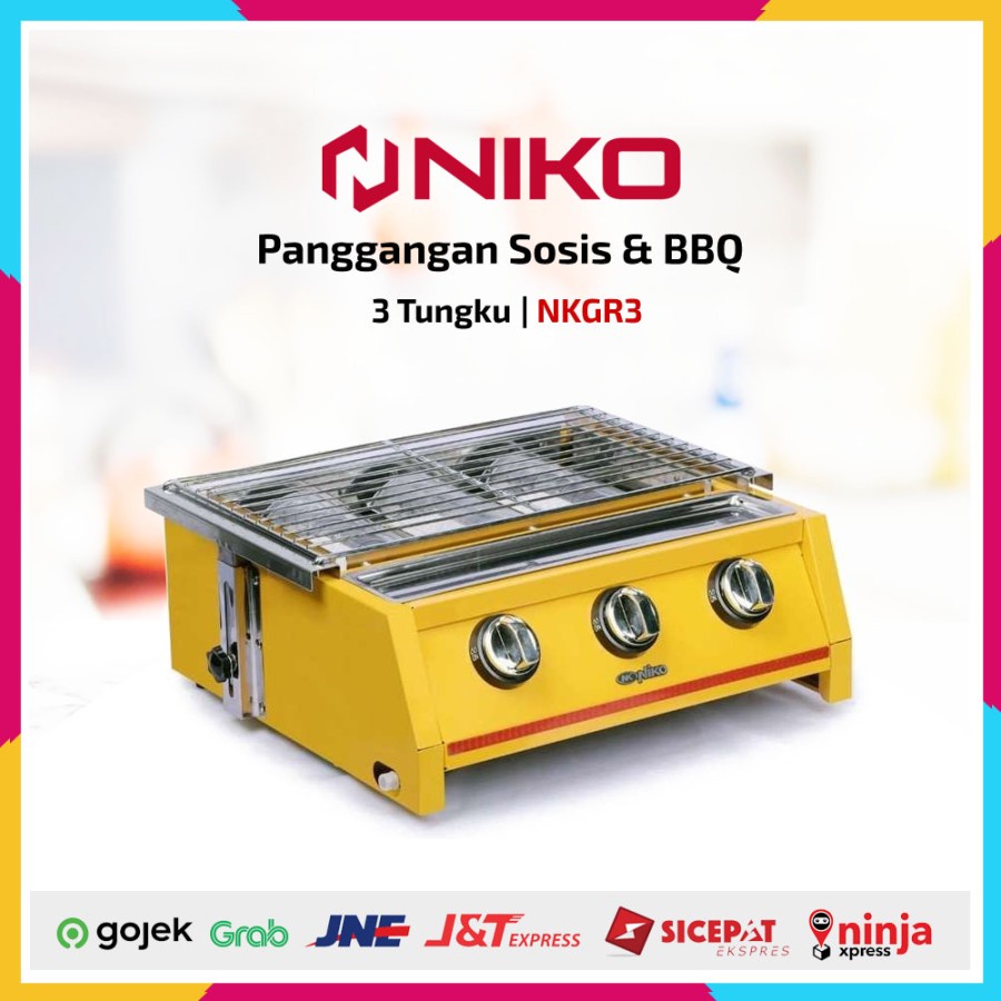 Niko NK-GR3 BBQ Grill Gas Kompor 3 Tungku NKGR3 Pemanggang Sate BBQ