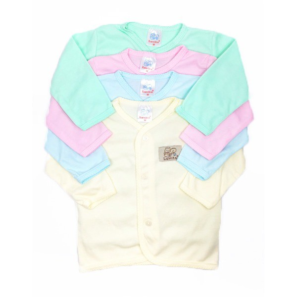 Luvita Baju Bayi Lengan panjang Polos M L 4Pcs p016