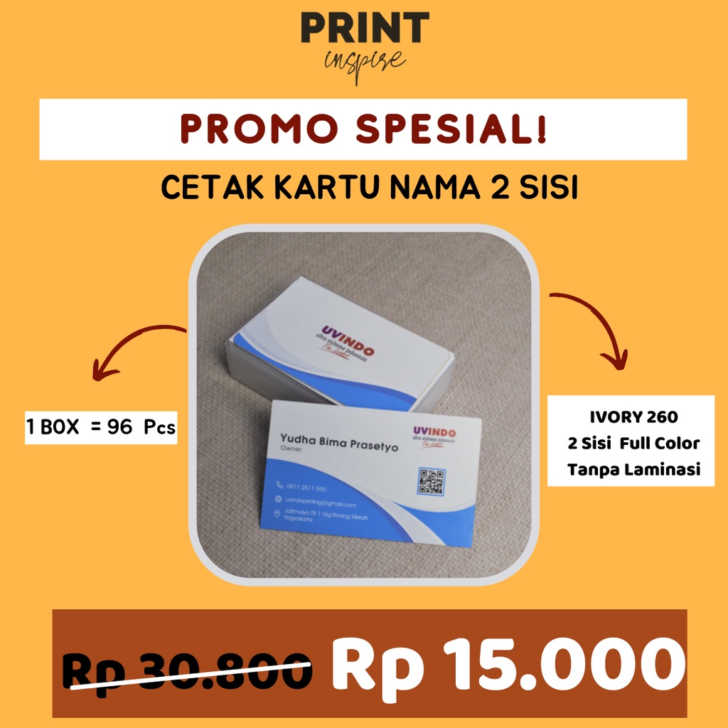

Kartu Nama IVORY 260 gsm 2 Sisi (FREE BOX)