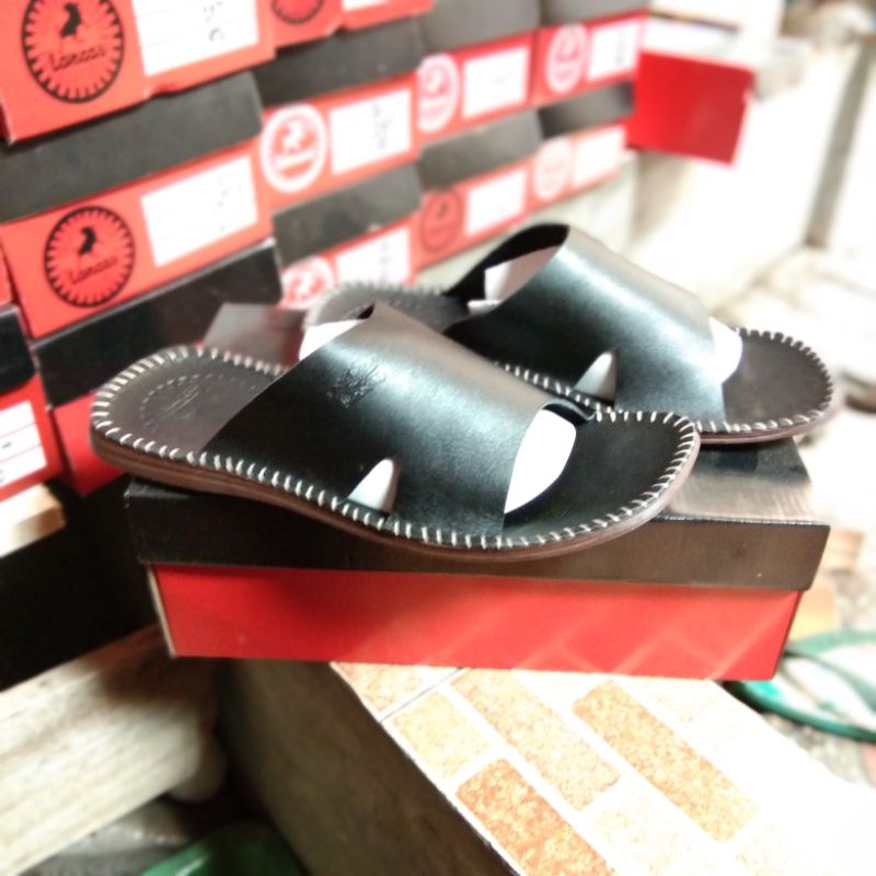 Sandal Slop Pria Kulit Lancas Terbaru