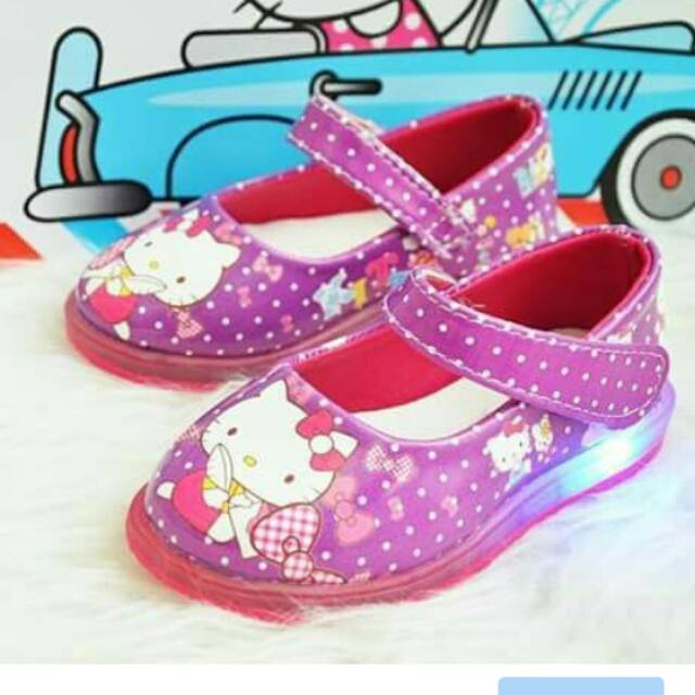 Sepatu lampu hello kitty flat shoes purple