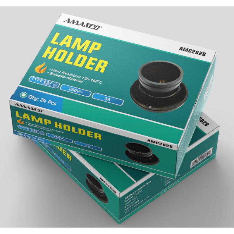 Amasco Fitting Lampu Plafon Bulat Hitam Model Broco Bahan Tebal Anti Bakar