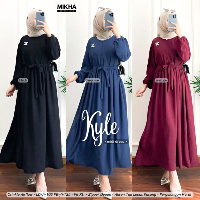 DRESS CRINKLE AIRFLOW KYLE MIDI DRESS