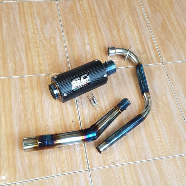 KNALPOT CB 150 R LOKAL SC PROJEC CARBON LEHER BLUEMOON