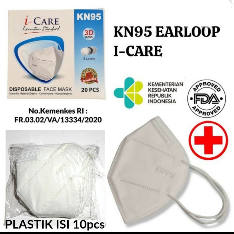 Masker KN95 ICARE 5PLY ISI 10PCS EARLOOP ICARE ORIGINAL