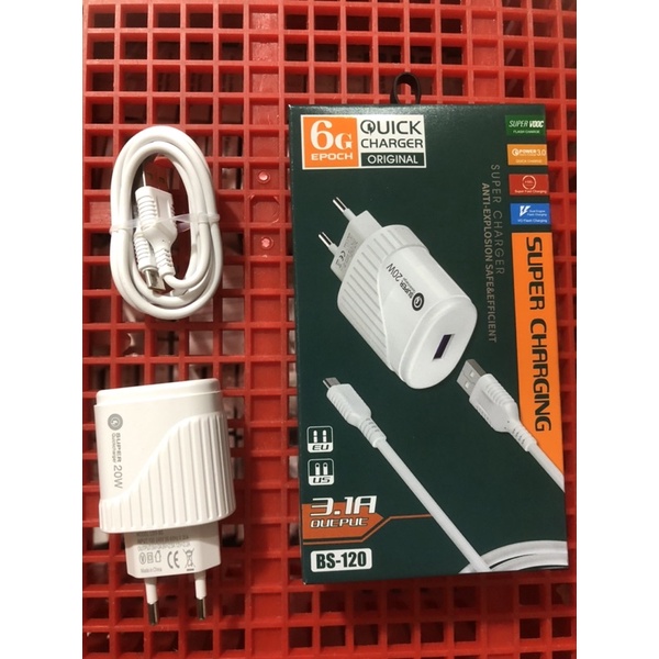 【Shero】Original Charger Bs-120 Brand 6G 3.1A Support Super Vooc dan Fast charging