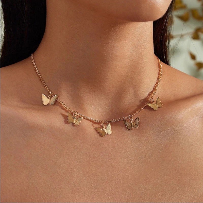 Gentle and light luxury niche butterfly star clavicle chain necklace 211014