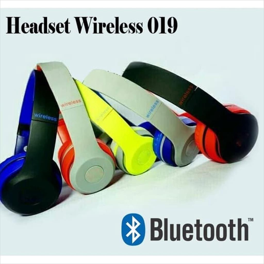 Headphone Handsfree Wireless Bluetooth 019 Headset - WARNA RANDOM