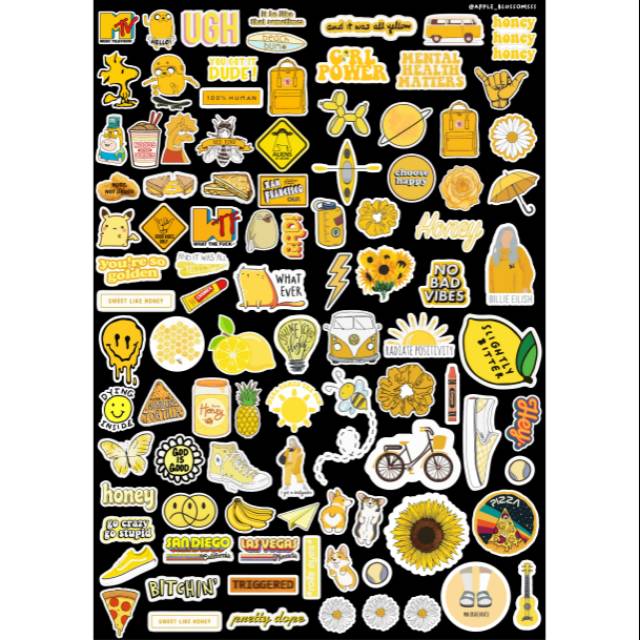 

A3 yellow aesthetic sticker/ Tahan air