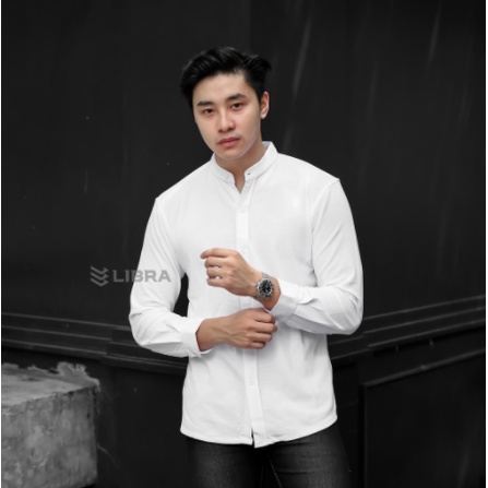 Libra Kemeja Ciangi Pria Cowo Cowok Terbaru 2024 Polos Warna Putih Keren Kasual Casual Lengan Panjan